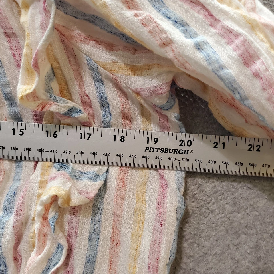 Blusa de mujer Chaps grande rosa a rayas mezcla de lino manga larga cuello cuadrado Foto 4 de 4