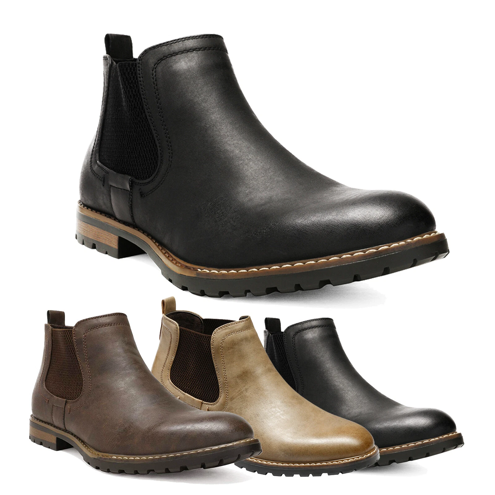 Bruno Marc Men's Chelsea Boots Ankle Boots Combat Boots Leather Slip-On Shoes
Opens in a new window