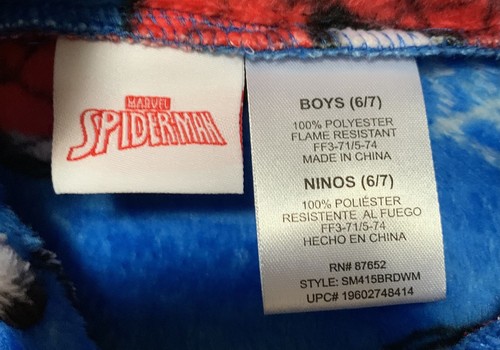 NEW Marvel SPIDER-MAN & WEBS Boys' Hooded Soft Plush Blue Bathrobe Size 8 - Picture 5 of 9