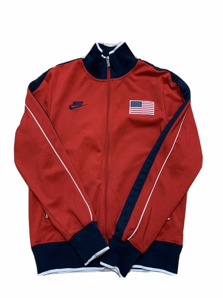 Nike USA Olympic Basketball Full Zip Jacket Flag Red Navy Blue