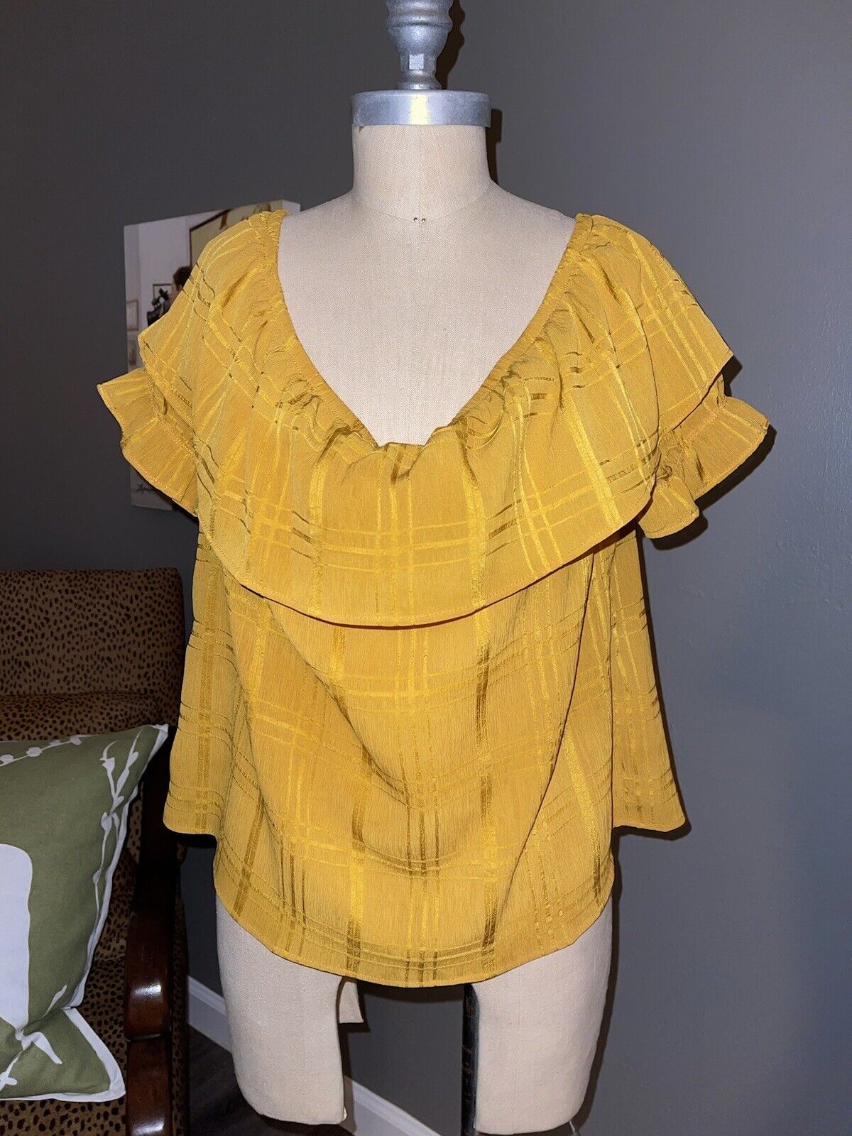 Charming Charlie Mustard Yellow Off Shoulder Sant… - image 1