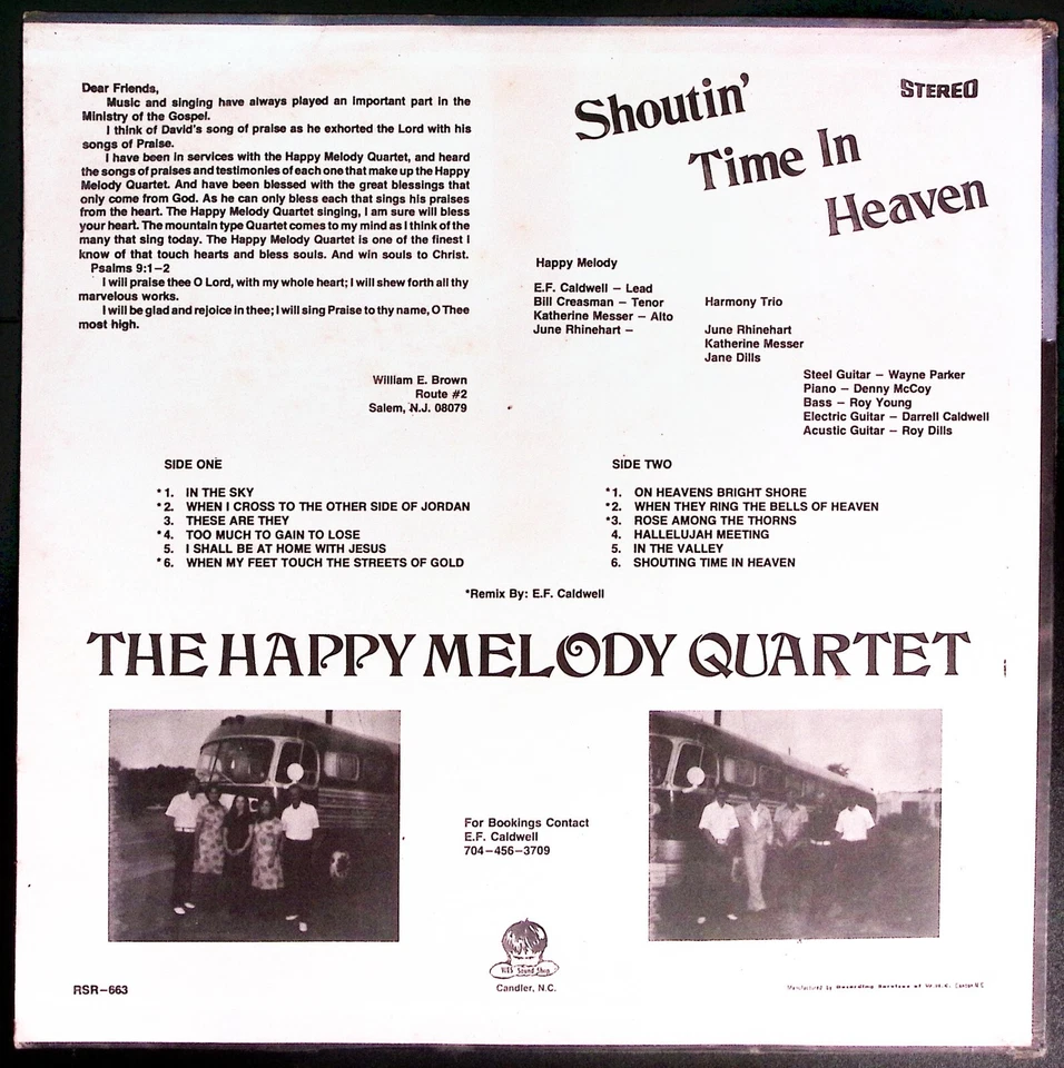 THE HAPPY MELODY QUARTET SHOUTIN' TIME IN HEAVEN SEALED! DILLSBORO NC LP 214-2 Foto 2 de 2