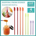 4 x Silicone Mini Spatula Jar Scraper Scoop Tip Long Spatula Cosmetic Bottle AU