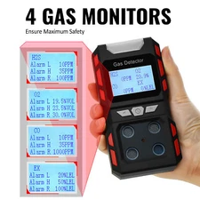Gas Detector Gas Clip Meter Tester Analyzer Rechargeable Portable 4 Gas Monitor