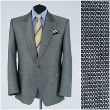 Mens Vintage Blazer 46R UK Size ATELIER TORINO Check Grey Sport Coat Jacket
