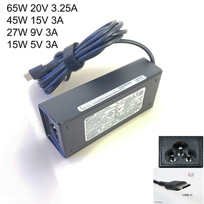 65W USB-C Type-C Power Adapter for Samsung Chromebook Plus V2 XE520QAB XE521QAB