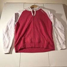  pre-owned kappa sweater size medium m teen sweater pink/white zipper 