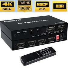 4K 60Hz HDMI 2.0 Matrix 4X2 Switcher Splitter 4 in 2 out Optical Audio Extractor