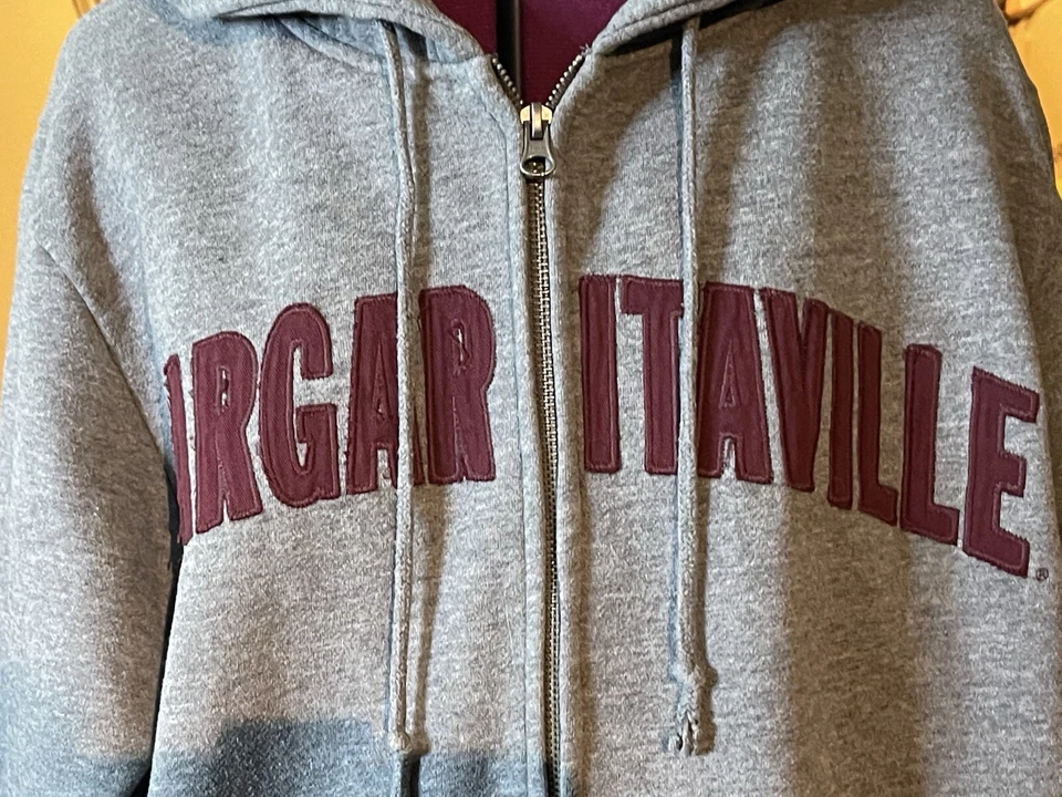 Jimmy Buffett Margaritaville Embroidered Zip Up Hoodie Gray Men's Size L Winter - Image 2 of 4