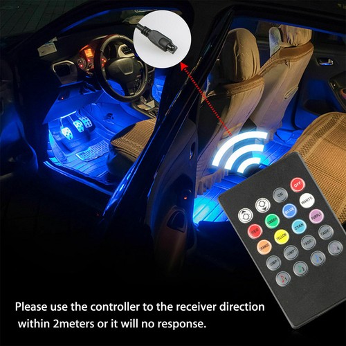 RGB 5050 48 LED Light Strip Interior Atmosphere Neon Lamp Remote Control For Car - Foto 7 di 16