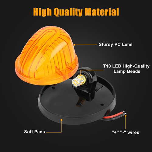 5x Amber LED Cab Roof Marker Lights For 19731987 Chevy C10/20/30/50/60