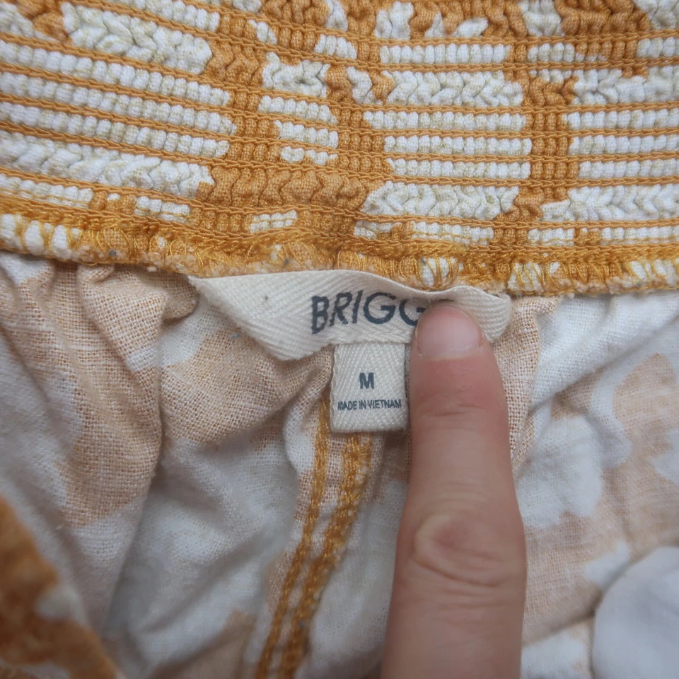 Pantalones Cortos Briggs Mujer Mezcla de Lino Medianos Estampado Floral Calado Boho Naranja Verano Foto 3 de 4