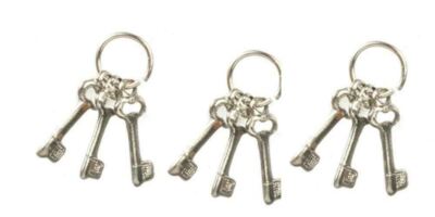 Puppenstube Schlüsselanhänger Bündel Silber Schlüssel Miniatur 1:12 Zubehör 3er Set