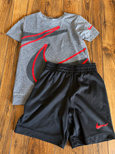 Nike Boys Gray/Black Dri-FIT Graphic Logo Tee & Shorts 2-Piece Set 4