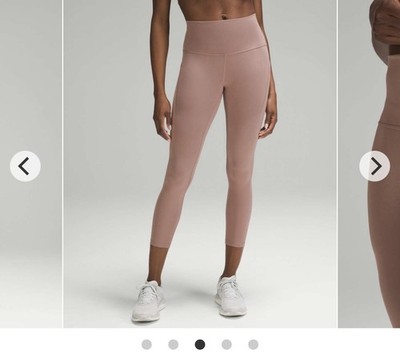 Lululemon Wunder Train HR Crop with Pockets 23'' Brier Rose, Size 6