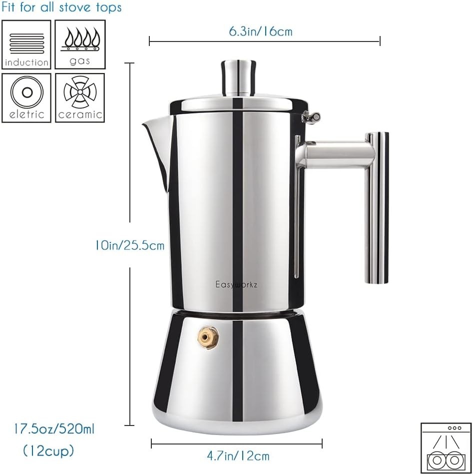 Easyworkz Stainless Steel Stovetop Espresso Moka Coffee Maker