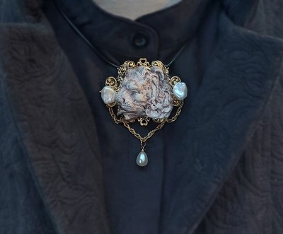 Lion Necklace Baroque Art Object Miniature Sculpture Handmade Jewelry