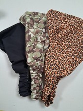 Women's Boho Wide Headbands, Pkg of 3, Black, Green Camouflage, Leopard Spots