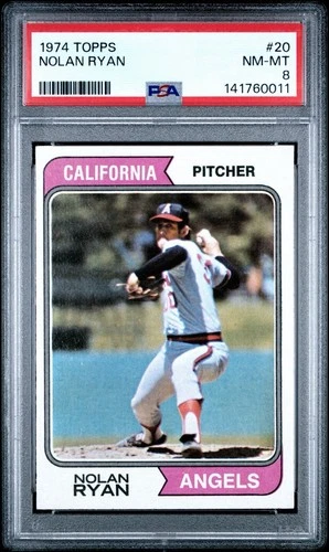 1974 Topps - Nolan Ryan #20, Angels, Mets, Astros, Rangers, PSA 8