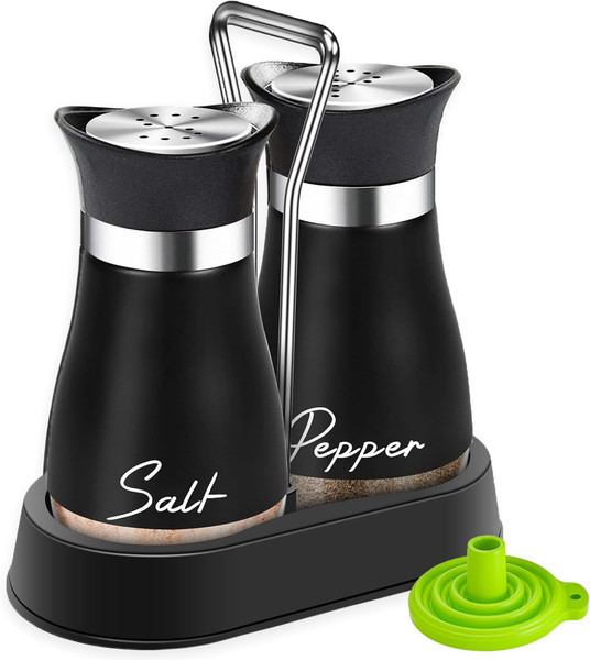 Salz Und Pfefferstreuer Set Mit Halter,Salz- Und Pfefferstreuer Set Edelstahl Mi-image