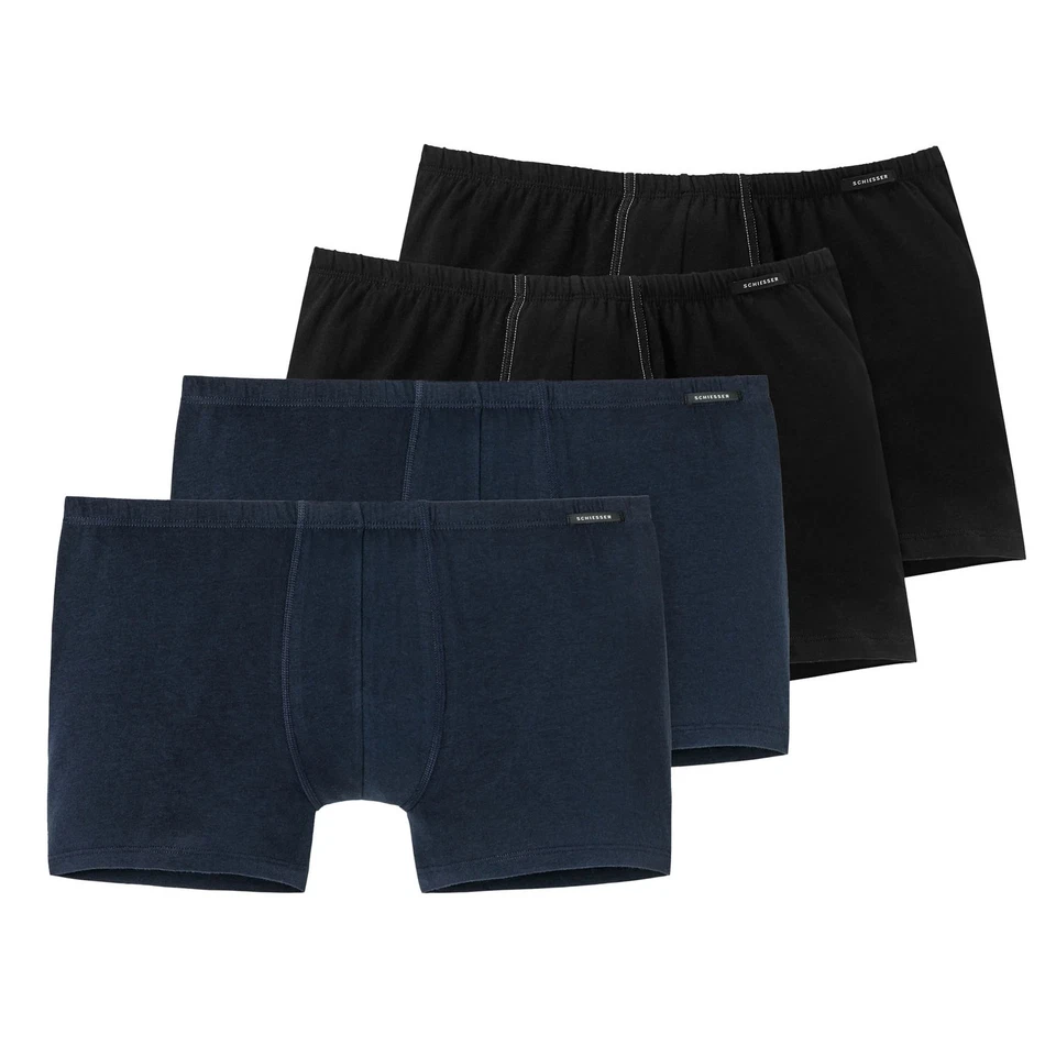 Schiesser da Uomo Pantaloncini 4er Pacco - Pantaloni Boxer Essentials Cotone - Immagine 2 di 4