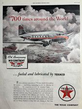 1946 Texaco Motor Oil Lubricant Mid Continent Airlines Aviation VTG Print Ad