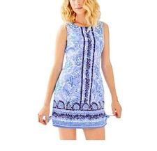 Lilly Pulitzer Mila Stretch Shift Dress Blue Peri Turtley Awesome Sz 4 Sleeveles