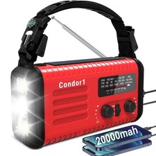 Emergency Weather Radio, 20000mAh Solar Hand Crank NOAA AM FM Radio, Battery ...