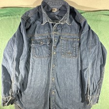 Vtg 90s Calvin Klein Mens XL Denim Jean Collared Button Shirt