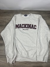 Vintage Mackinac Island Crewneck Sweatshirt Gray Sz XL