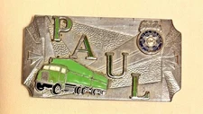 VTG Hook-Fast Belt Buckle - Name of "PAUL" -  B of T.C.W. & H of A Emblem