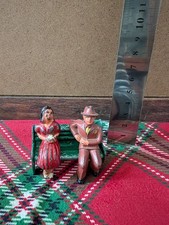 Vintage Cast Metal Man and Women Sitting on a Bench - 1920/1940's Era