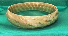 Vtg. 14K YELLOW GOLD Hinged Etched Bangle Bracelet, Signed, Not Scrap ~ 19 grams