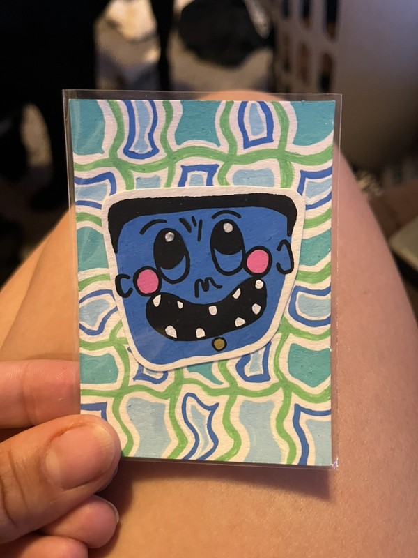 Blob Character collage ACEO /Original Art Card/Miniature Artwork/ATC - Painting 