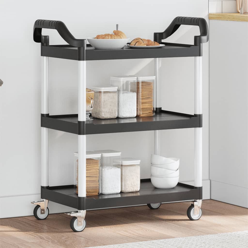 Carrello a 3 Ripiani Nero 81x41x92 cm in Alluminio 2404717