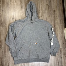 Carhartt Mens Gray Hoodie Size XL Regular Pullover Cotton Blend