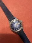 Vintage Seiko Womens Watch 24mm Blue Dial Day Date Hi Beat Automatic 6.75"