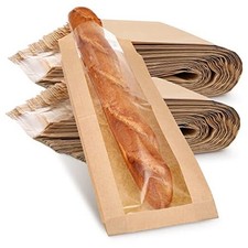  100 Pieces Paper Bread Bag with Window for Homemade Bread 6.5 x 2 x 18 Inch