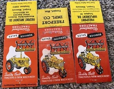 3 Freeport Minnesota Implement Minneapolis Moline Tractor Matchcovers