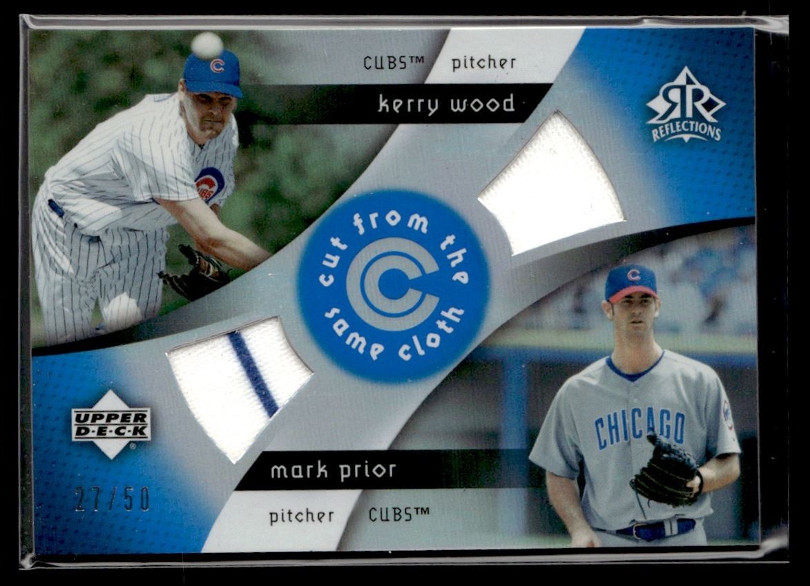 2005 UD Reflections Cut Same Cloth Dual Jersey Blue Kerry Wood/Mark Prior 27/50