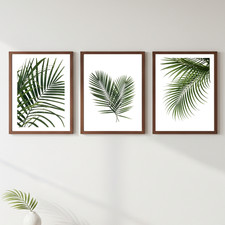 3 Botanical Tropical Leaves Wall Art Prints Bedroom Living Room Pictures Posters