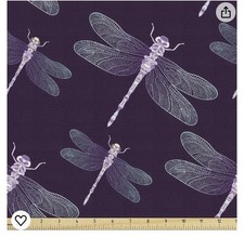 Ammbesonne Purple Dragonfly Uphostery Fabric. 2 Yard Piece