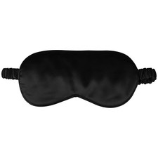 Silk Sleep Mask with Elastic Strap, Soft Blindfold for Women Men Black