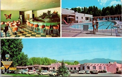 Postcard Taos New Mexico Multi View Kachina Lodge & Mote Swimming Pool