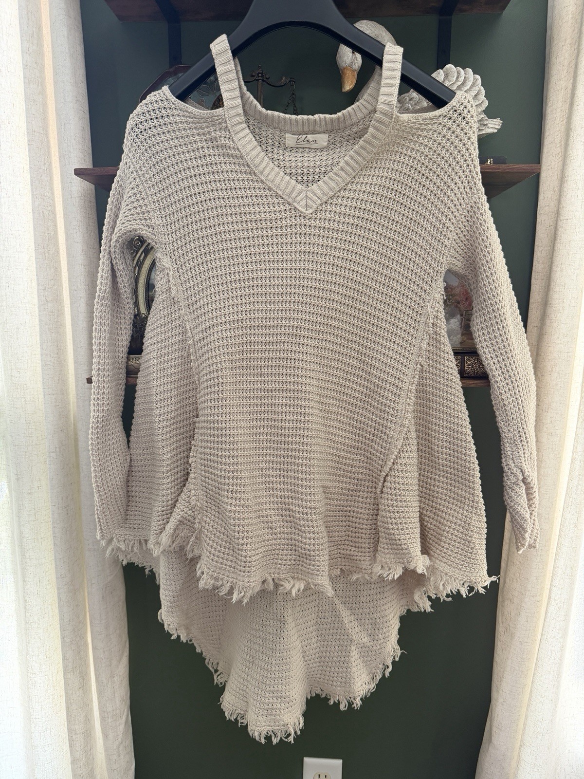Elan Women’s Cold Shoulder Sweater High-Low Size S