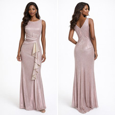 Betsy & Adam White/Pink/Gold Serene Galaxy Glitter Prom Party Cocktail Dress 6P