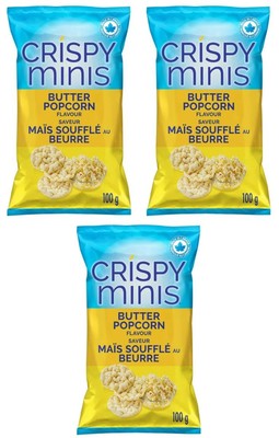 Quaker Crispy Minis Butter Popcorn Flavor Brown Rice Chips, 100g (3 Pack)