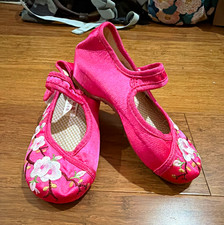 Children s Pink Floral Embroidered Mary Jane ...