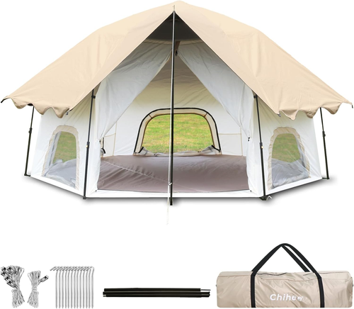 Tenda Da Campeggio Pop-Up, Capanna Familiare Con Veranda per 3 Persone Riparo Es - Foto 8 di 12