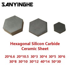Hoja de cerámica hexagonal de carburo de silicio de 20-50 mm SIC placa de desgaste a prueba de balas 2 piezas